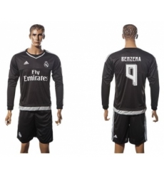 Real Madrid #9 Benzema Black Long Sleeves Soccer Club Jersey