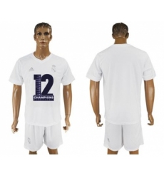 Real Madrid Blank Champions White Soccer Club Jersey