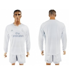 Real Madrid Blank Marine Environmental Protection Home Long Sleeves Soccer Club Jersey
