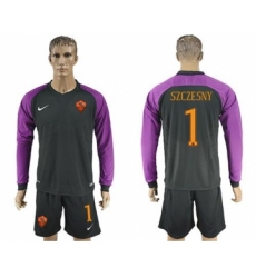 Roma #1 Szczesny Black Goalkeeper Long Sleeves Soccer Club Jersey