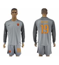 Roma #19 Becker Grey Goalkeeper Long Sleeves Soccer Club Jersey