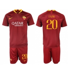 Roma #20 Fazio Red Home Soccer Club Jersey