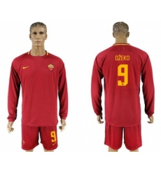 Roma #9 Dzeko Home Long Sleeves Soccer Club Jersey