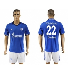 Schalke 04 #22 Uchida Blue Home Soccer Club Jersey