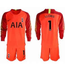 Tottenham Hotspur #1 Lloris Red Goalkeeper Long Sleeves Soccer Club Jersey