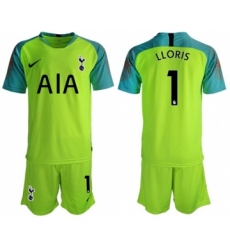 Tottenham Hotspur #1 Lloris Shiny Green Goalkeeper Soccer Club Jersey
