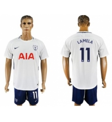 Tottenham Hotspur #11 Lamela White Blue Soccer Club Jersey
