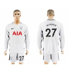 Tottenham Hotspur #27 Wimmer Home Long Sleeves Soccer Club Jersey