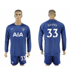 Tottenham Hotspur #33 Davies Away Long Sleeves Soccer Club Jersey