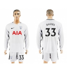 Tottenham Hotspur #33 Davies Home Long Sleeves Soccer Club Jersey