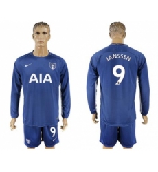 Tottenham Hotspur #9 Janssen Away Long Sleeves Soccer Club Jersey