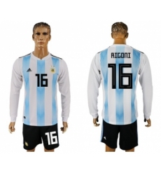 Argentina #16 Rigoni Home Long Sleeves Soccer Country Jersey