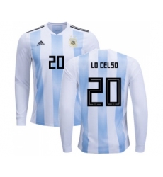 Argentina #20 Lo Celso Home Long Sleeves Soccer Country Jersey