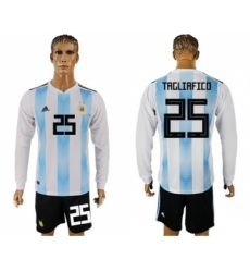 Argentina #25 Tagliafico Home Long Sleeves Soccer Country Jersey