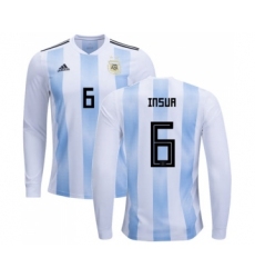 Argentina #6 Insua Home Long Sleeves Soccer Country Jersey