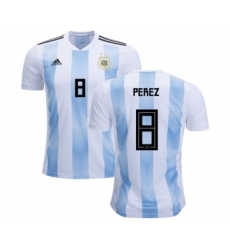 Argentina #8 Perez Home Soccer Country Jersey
