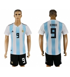 Argentina #9 Icardi Home Soccer Country Jersey