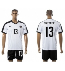 Austria #13 Suttner White Away Soccer Country Jersey