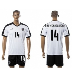 Austria #14 Baumgartlinger White Away Soccer Country Jersey