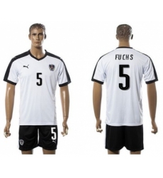 Austria #5 Fuchs White Away Soccer Country Jersey