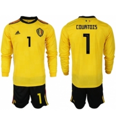 Belgium #1 Courtois Away Long Sleeves Soccer Country Jersey