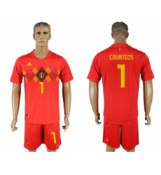 Belgium #1 Courtois Red Soccer Country Jersey