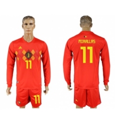 Belgium #11 Mirallas Red Home Long Sleeves Soccer Country Jersey