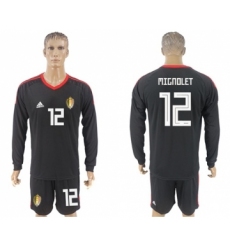 Belgium #12 Mignolet Black Long Sleeves Goalkeeper Soccer Country Jersey