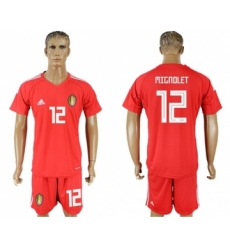 Belgium #12 Mignolet Red Goalkeeper Soccer Country Jersey