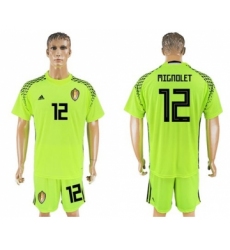 Belgium #12 Mignolet Shiny Green Goalkeeper Soccer Country Jersey