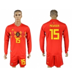 Belgium #15 Meunier Red Home Long Sleeves Soccer Country Jersey