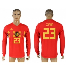 Belgium #23 Ciman Red Home Long Sleeves Soccer Country Jersey