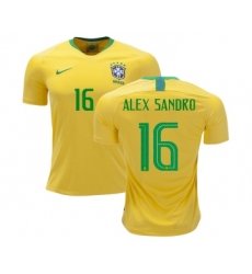 Brazil #16 Alex Sandro Home Soccer Country Jersey
