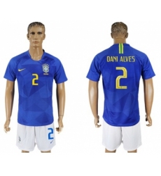 Brazil #2 Dani Alves Away Soccer Country Jersey