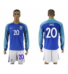 Brazil #20 Lima Away Long Sleeves Soccer Country Jersey