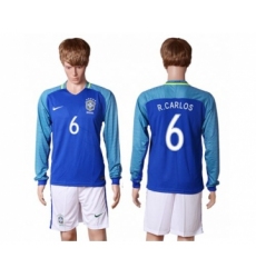Brazil #6 R.Carlos Away Long Sleeves Soccer Country Jersey