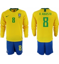 Brazil #8 R.Augusto Home Long Sleeves Soccer Country Jersey