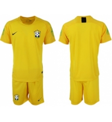 Brazil Blank Yellow Goalkeeper Soccer Country Jersey
