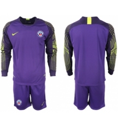 Chile Blank Purple Goalkeeper Long Sleeves Soccer Country Jersey