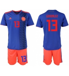 Colombia #13 Gonzalez Away Soccer Country Jersey