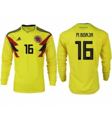 Colombia #16 M.Borja Home Long Sleeves Soccer Country Jersey