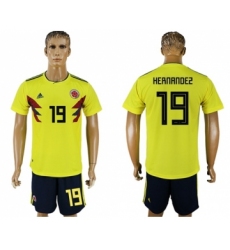 Colombia #19 Hernandez Home Soccer Country Jersey