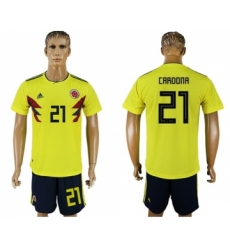 Colombia #21 Cardona Home Soccer Country Jersey