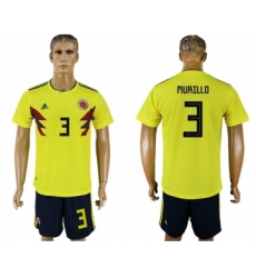 Colombia #3 Murillo Home Soccer Country Jersey