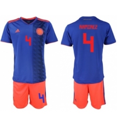 Colombia #4 Ramirez Away Soccer Country Jersey