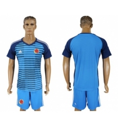 Colombia Blank Blue Goalkeeper Soccer Country Jersey