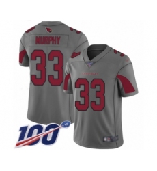 Men's Arizona Cardinals #33 Byron Murphy Limited Silver Inverted Legend 100th Season Football Jersey