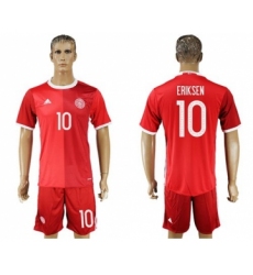 Danmark #10 Eriksen Red Home Soccer Country Jersey