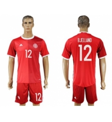 Danmark #12 Bjelland Red Home Soccer Country Jersey
