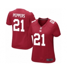 Women's New York Giants #21 Jabrill Peppers Game Red Alternate Football Jersey